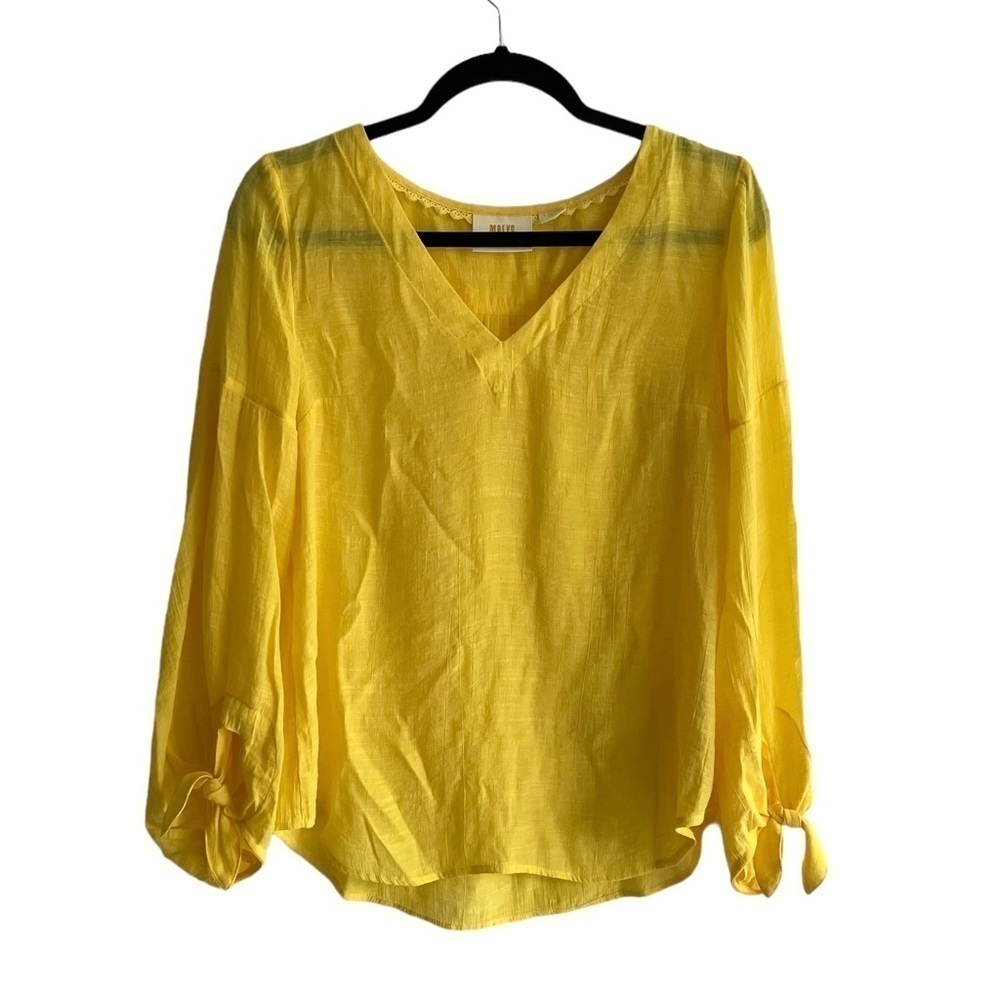MAEVE Oversized V-Neck Pullover Blouse Yellow XS